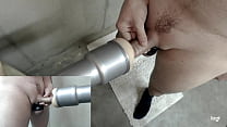 With a fleshlight mounted on my fucking machine, milking that cock and staying in while cumming